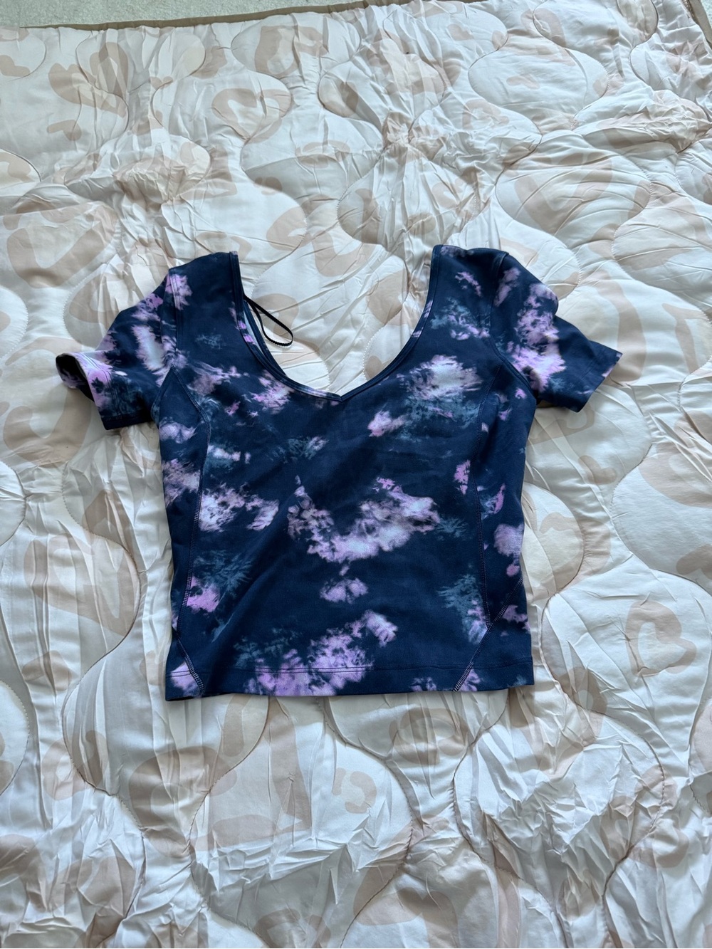 lululemon athletica Black & Purple Tie-Dye Scoop Crop Top